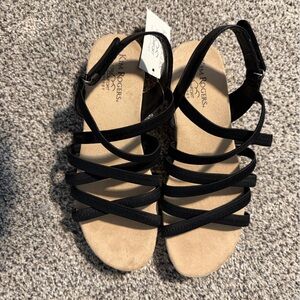 Kim Rogers Black and Tan Strappy Sandals